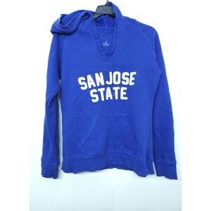San Jose State Hoodie Womens Medium Blue V Neck Hooded Longsleeve Pullover